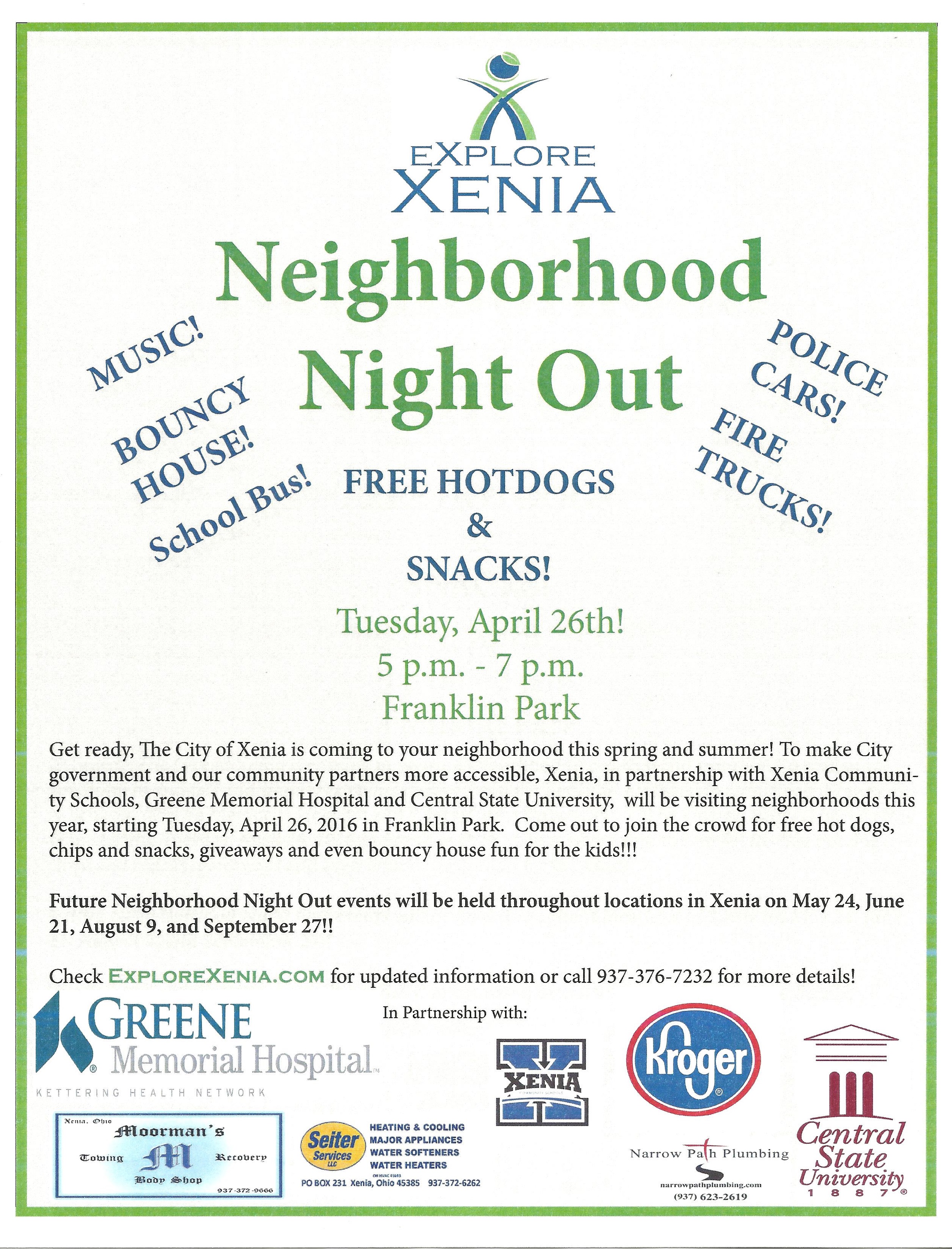 Xenia Neighborhood Night Out full size flyer